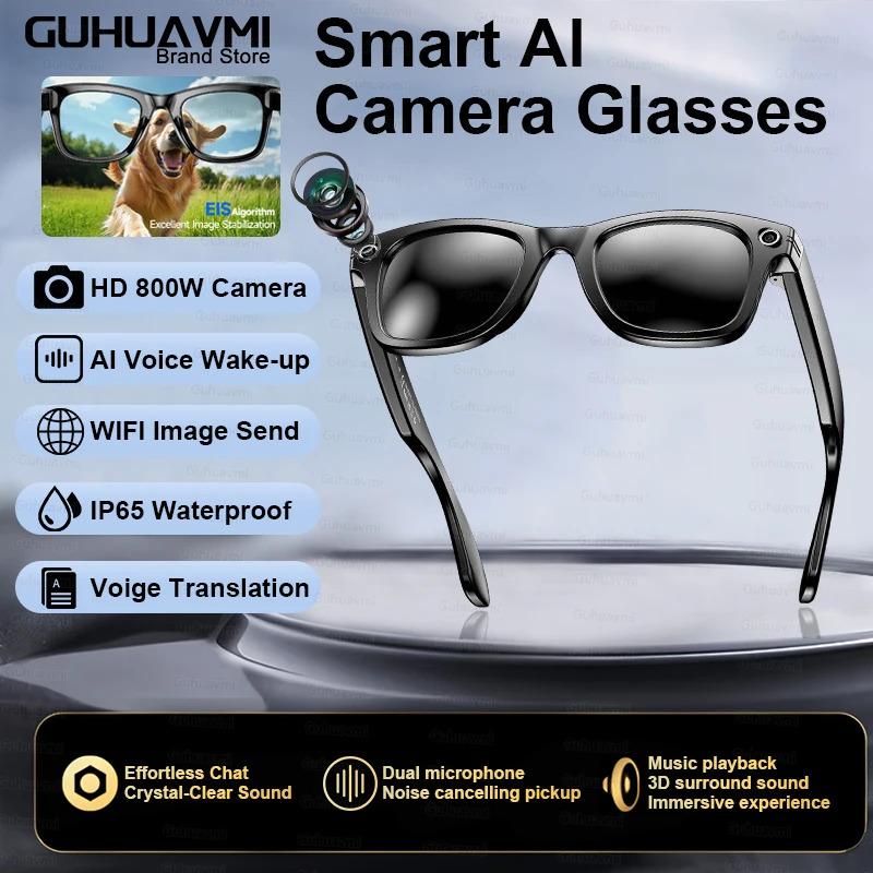 CoolWiz smart glasses with a 1080P video camera, black sunglasses, Bluetooth call translation, music playback, recording, men’s photochromic glasses for outdoor sports and everyday use - gallery