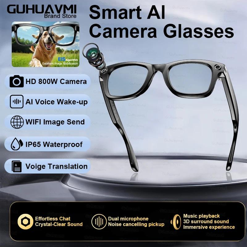 CoolWiz smart glasses with a 1080P video camera, black sunglasses, Bluetooth call translation, music playback, recording, men’s photochromic glasses for outdoor sports and everyday use - gallery