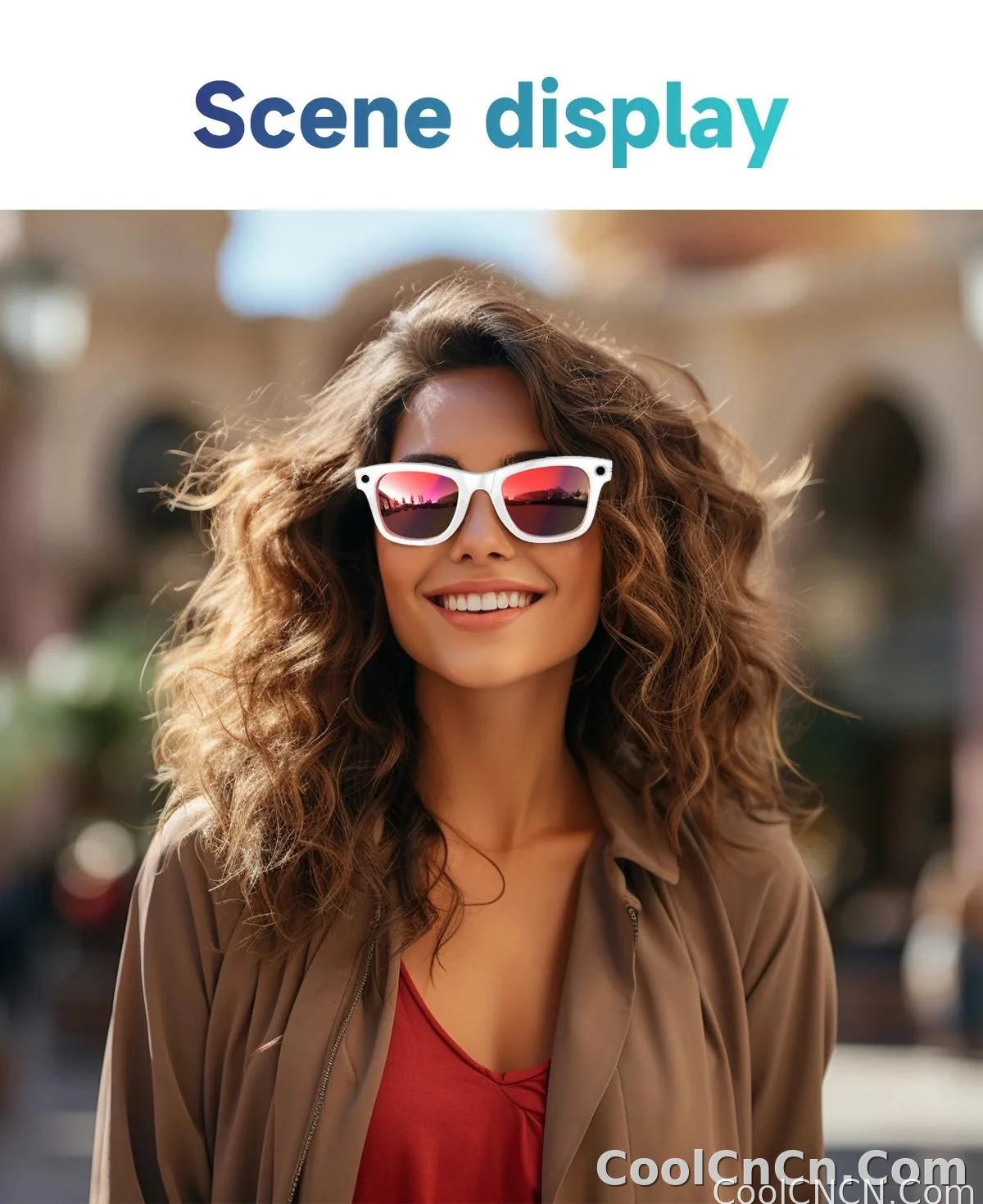CoolWiz smart glasses with a 1080P video camera, black sunglasses, Bluetooth call translation, music playback, recording, men’s photochromic glasses for outdoor sports and everyday use - detail