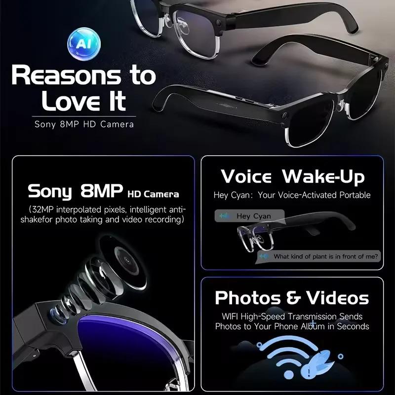 CoolWiz New AI Smart Glasses — 120+ Language Translations, 8MP Camera, 8K Resolution, Video & Music Playback, Business Calls, Color‑Changing Lenses, for Men, suitable for outdoor sports and everyday use - gallery