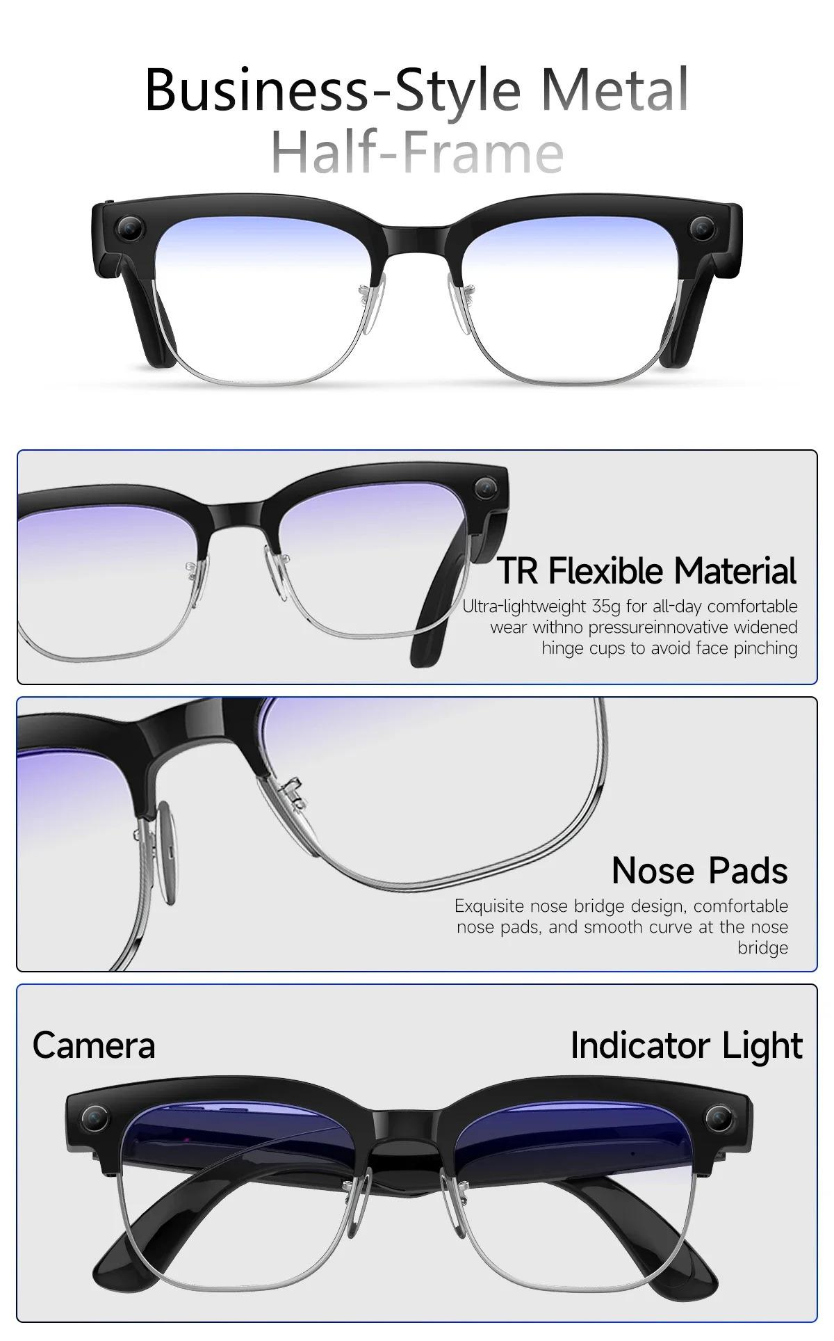 CoolWiz New AI Smart Glasses — 120+ Language Translations, 8MP Camera, 8K Resolution, Video & Music Playback, Business Calls, Color‑Changing Lenses, for Men, suitable for outdoor sports and everyday use - gallery