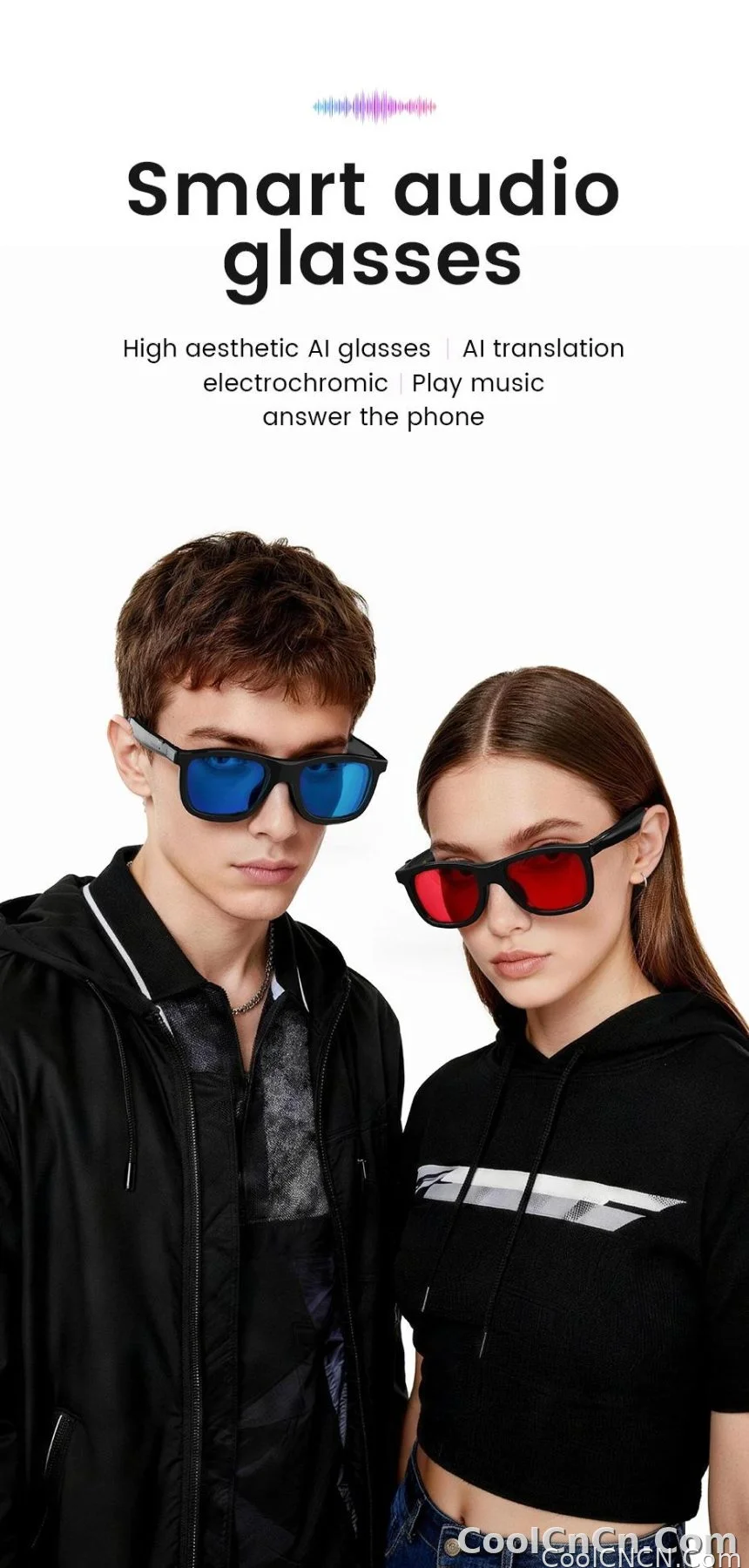 CoolWiz Smart Glasses with Audio, Electrochromic Lenses, Touch Controls, 4 New Speed Levels, 164+ Language Translations, Bluetooth Calling, Blackout Sunglasses, Music, ChatGPT — for outdoor sports and everyday use - detail