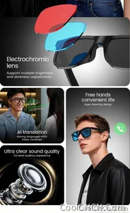 CoolWiz Smart Glasses with Audio, Electrochromic Lenses, Touch Controls, 4 New Speed Levels, 164+ Language Translations, Bluetooth Calling, Blackout Sunglasses, Music, ChatGPT — for outdoor sports and everyday use - view 12