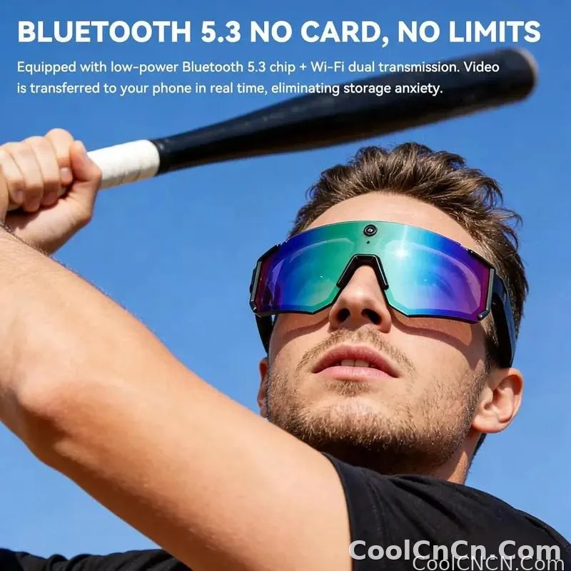 CoolWiz WiFi smart 8MP camera glasses for men, 1080p HD video recording, 32GB storage, polarized sunglasses with AI voice dialogue translation, suitable for sports and outdoor daily use