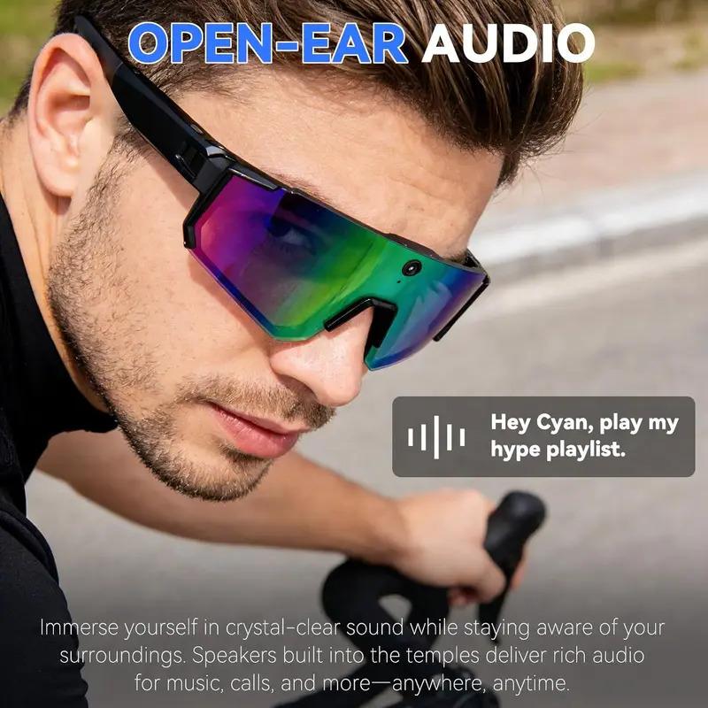 CoolWiz WiFi smart 8MP camera glasses for men, 1080p HD video recording, 32GB storage, polarized sunglasses with AI voice dialogue translation, suitable for sports and outdoor daily use - gallery