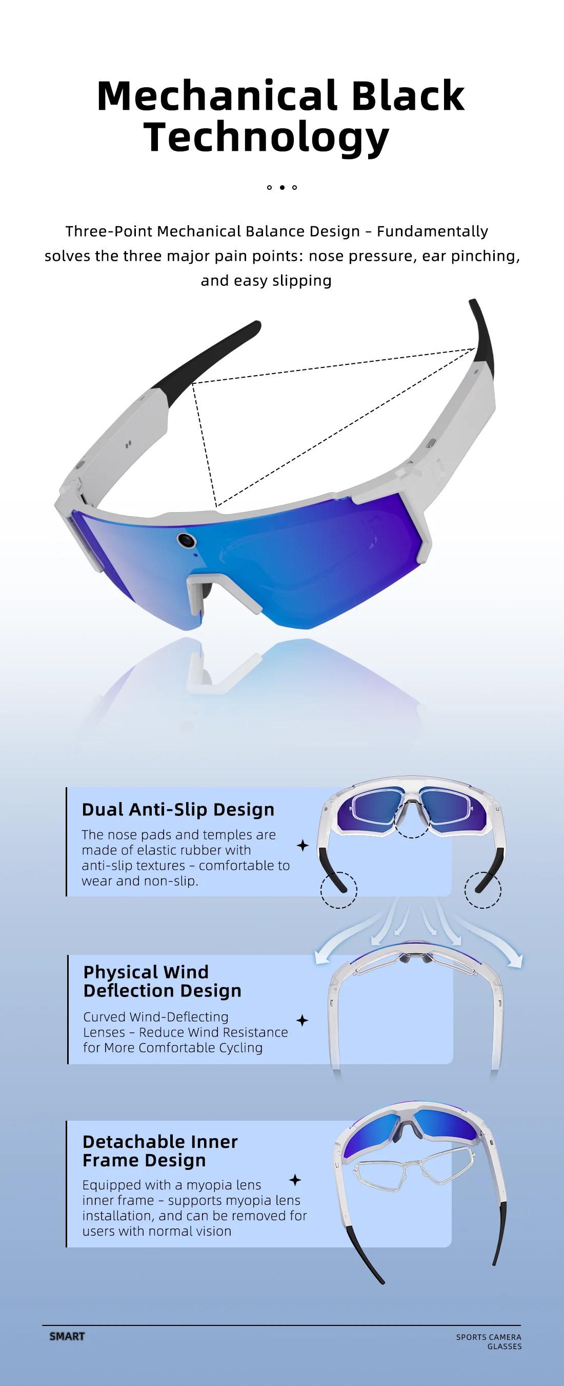 CoolWiz WiFi smart 8MP camera glasses for men, 1080p HD video recording, 32GB storage, polarized sunglasses with AI voice dialogue translation, suitable for sports and outdoor daily use - gallery