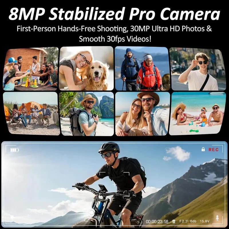 CoolWizNew 3600MAh Sarung Pengecas Cermin Mata Pintar AI Lelaki 800W Kamera Pixel 1080P Video POV 100+Terjemahan Pembantu AI Cermin Mata Hitam IOS Untuk Sukan Luar Penggunaan Harian - gallery