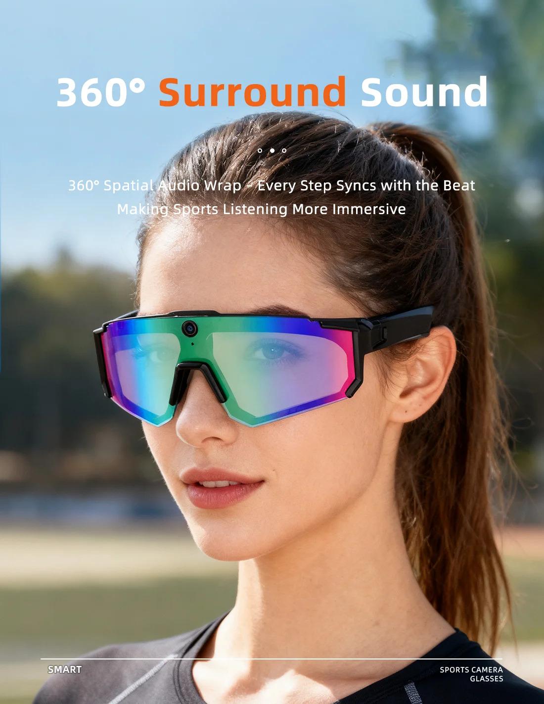 CoolWiz WiFi smart 8MP camera glasses for men, 1080p HD video recording, 32GB storage, polarized sunglasses with AI voice dialogue translation, suitable for sports and outdoor daily use - gallery