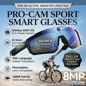 CoolWiz WiFi smart 8MP camera glasses for men, 1080p HD video recording, 32GB storage, polarized sunglasses with AI voice dialogue translation, suitable for sports and outdoor daily use - view 7