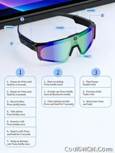 CoolWiz WiFi smart 8MP camera glasses for men, 1080p HD video recording, 32GB storage, polarized sunglasses with AI voice dialogue translation, suitable for sports and outdoor daily use - view 25