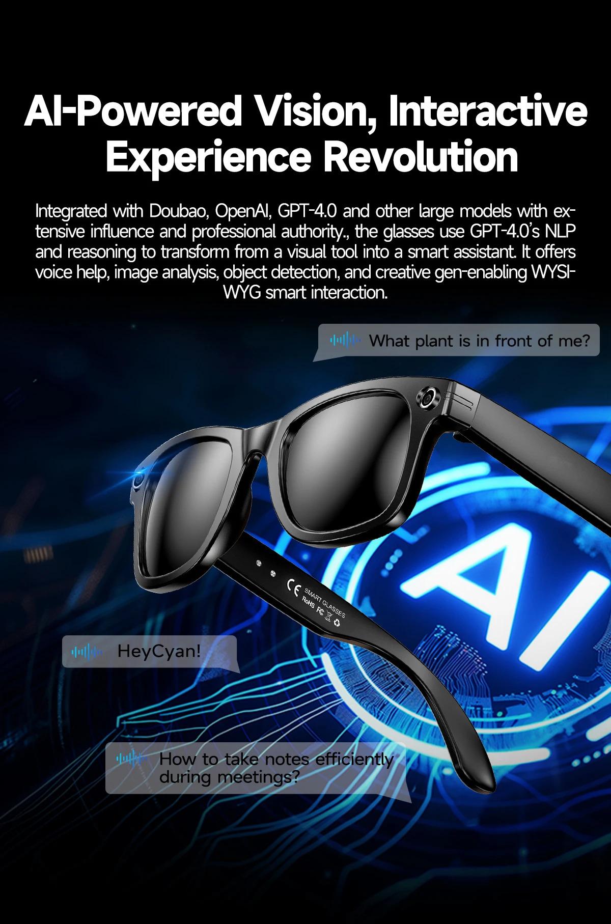 CoolWiz Camera HD Pixel 800W New 32GB Smart Glasses for Women — Photo Capture & Video Recording, AI Translation, Waterproof AI Glasses for Men, suitable for outdoor sports and daily use - gallery