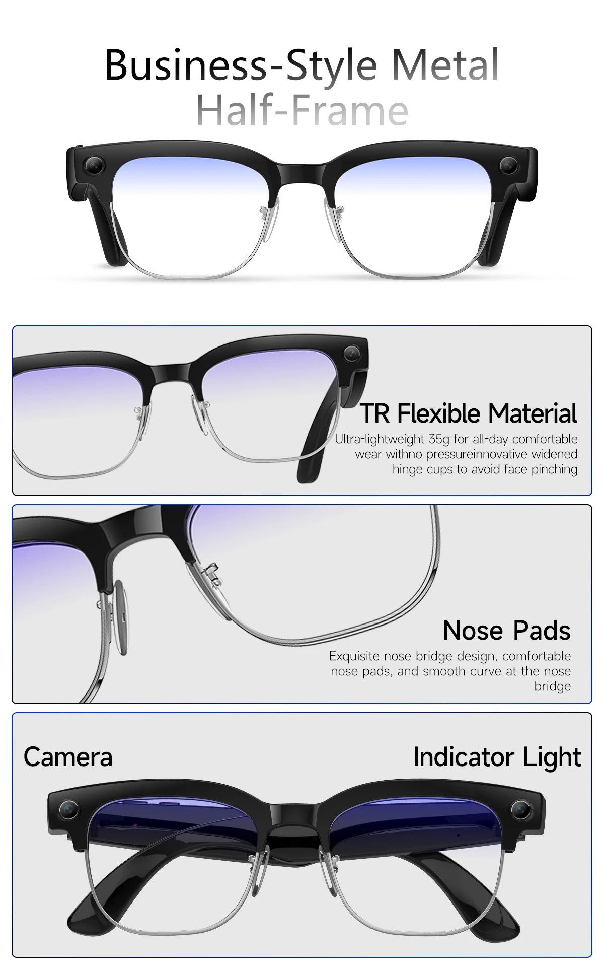 CoolWiz AI Smart Glasses 4K HD with Color Change, 8MP Camera, 1080p Video, AI Music Player, AI Calls, AI Sports Glasses for Men, for Outdoor Sports and Everyday Use - gallery