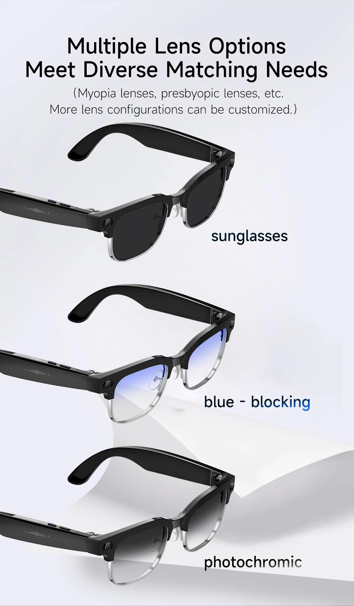 CoolWiz AI Smart Glasses 4K HD with Color Change, 8MP Camera, 1080p Video, AI Music Player, AI Calls, AI Sports Glasses for Men, for Outdoor Sports and Everyday Use - gallery