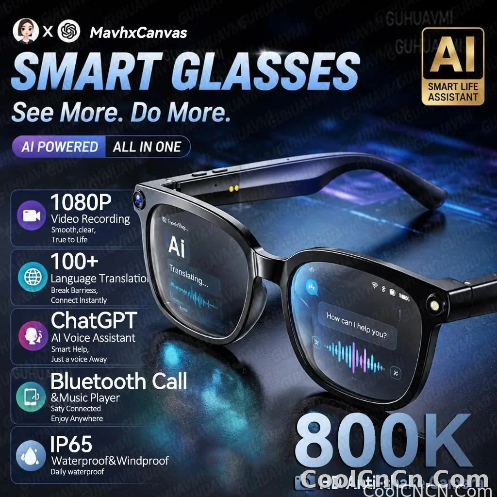 2026 New POV 800W Pixel 4K HD Trave Business Smart Glasses Men&Women 100+Language Translation 1080P Video Chatgpt Sunglasses IOS