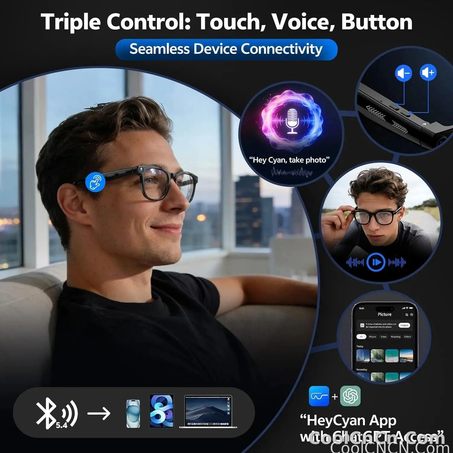 2026 New POV 800W Pixel 4K HD Trave Business Smart Glasses Men&Women 100+Language Translation 1080P Video Chatgpt Sunglasses IOS - detail
