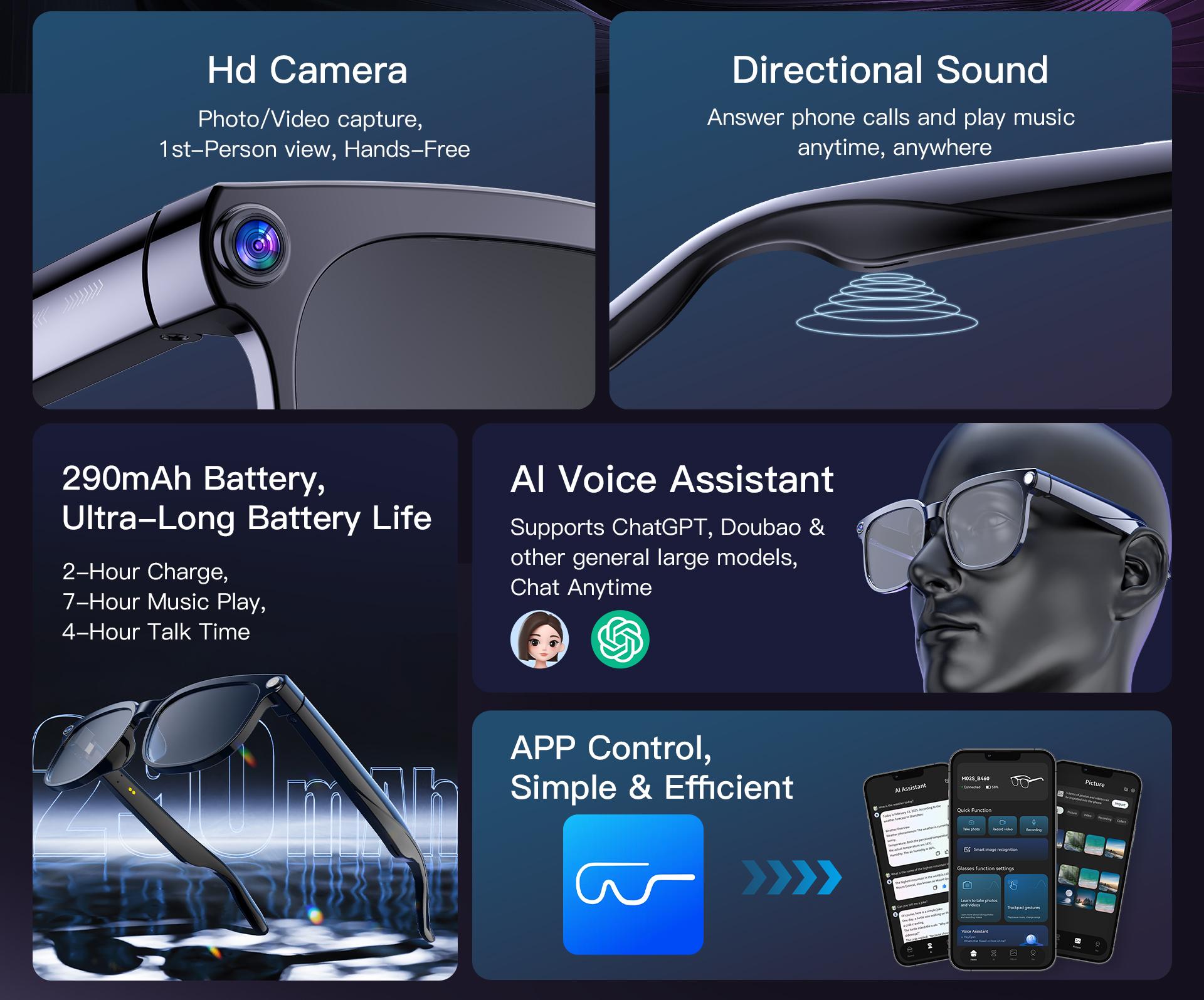 2026 New 800W HD Pixel Smart Glasses Men Anti-shake Camera AI Language Translation Video Recording ChatGPT Music Call Sunglasses - gallery