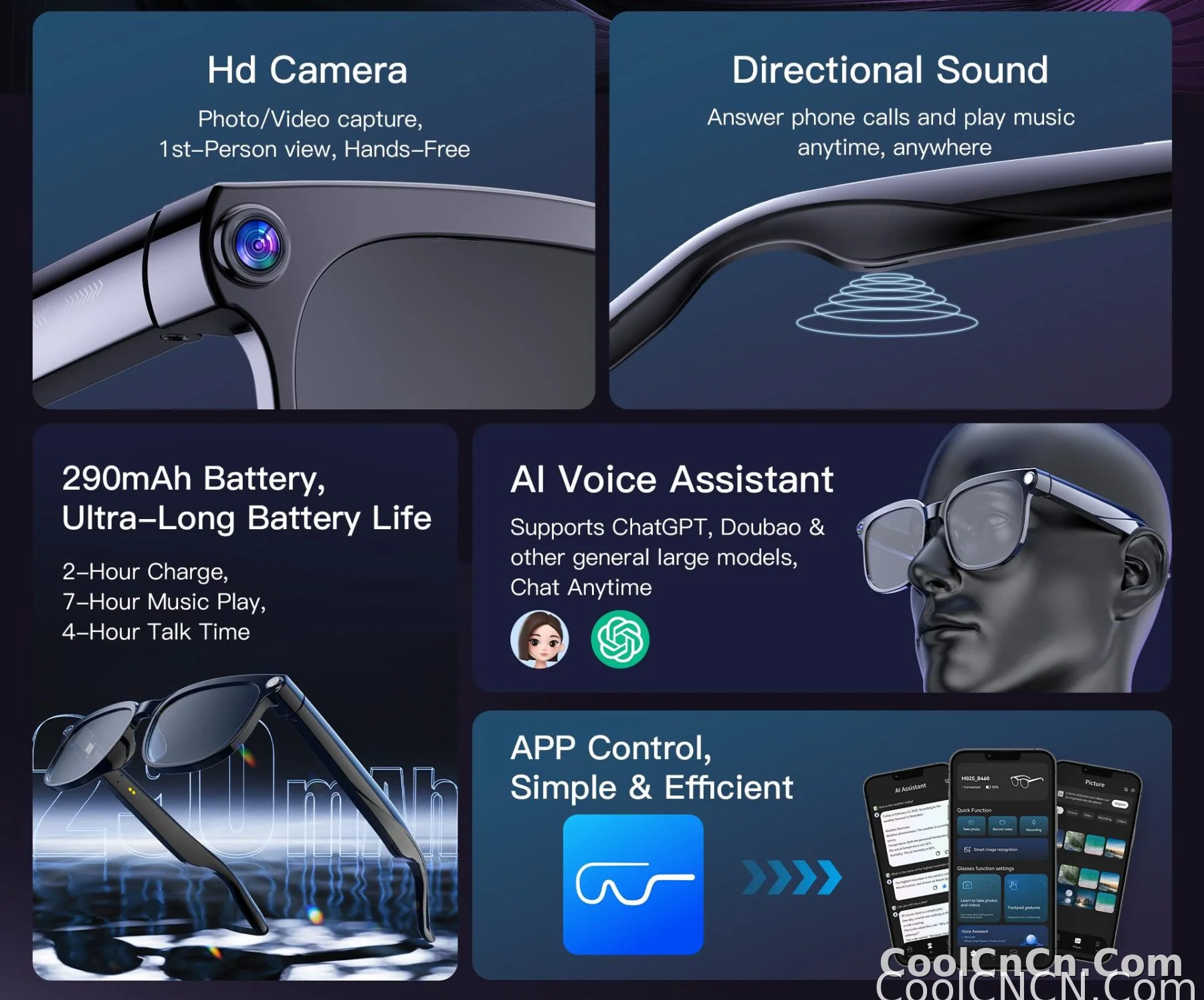 2026 New 800W HD Pixel Smart Glasses Men Anti-shake Camera AI Language Translation Video Recording ChatGPT Music Call Sunglasses - detail