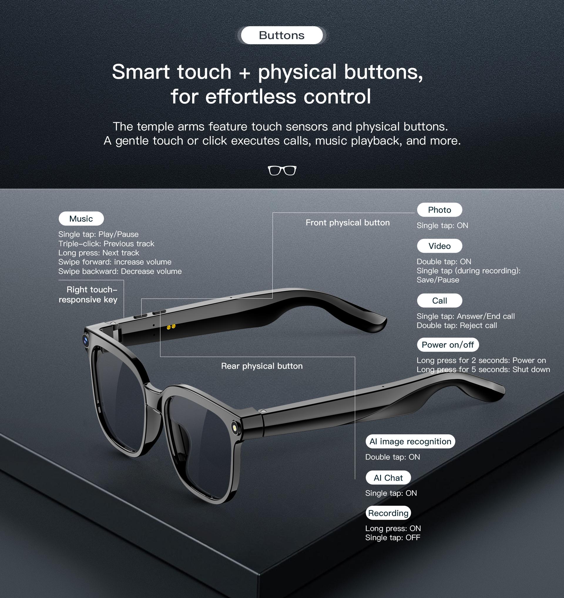 2026 New 800W HD Pixel Smart Glasses Men Anti-shake Camera AI Language Translation Video Recording ChatGPT Music Call Sunglasses - gallery
