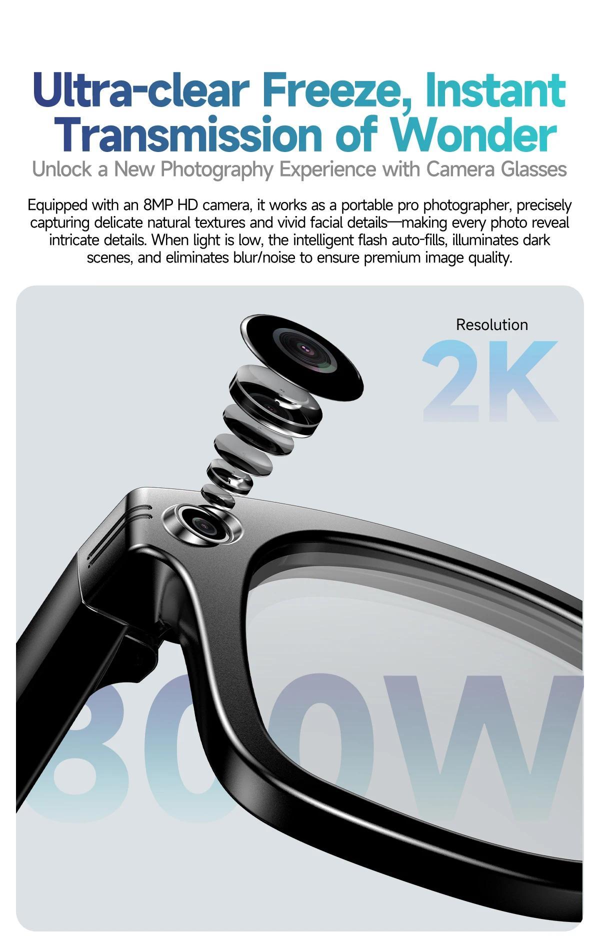 New Upgrade Smart Glasees With Camera Video Recording Languages Bluetooth Call Translation Voice Sunglasses - gallery