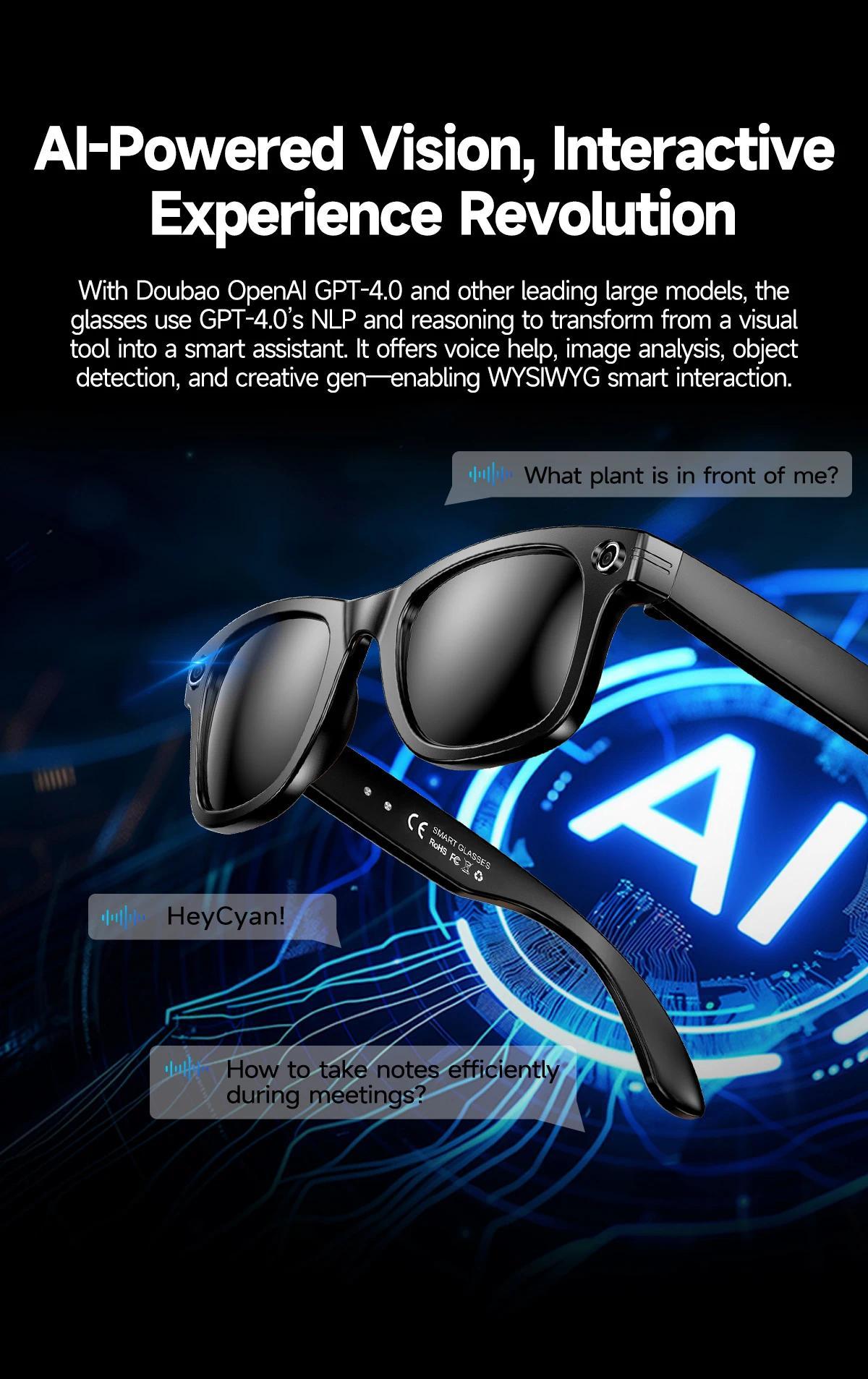 New Upgrade Smart Glasees With Camera Video Recording Languages Bluetooth Call Translation Voice Sunglasses - gallery