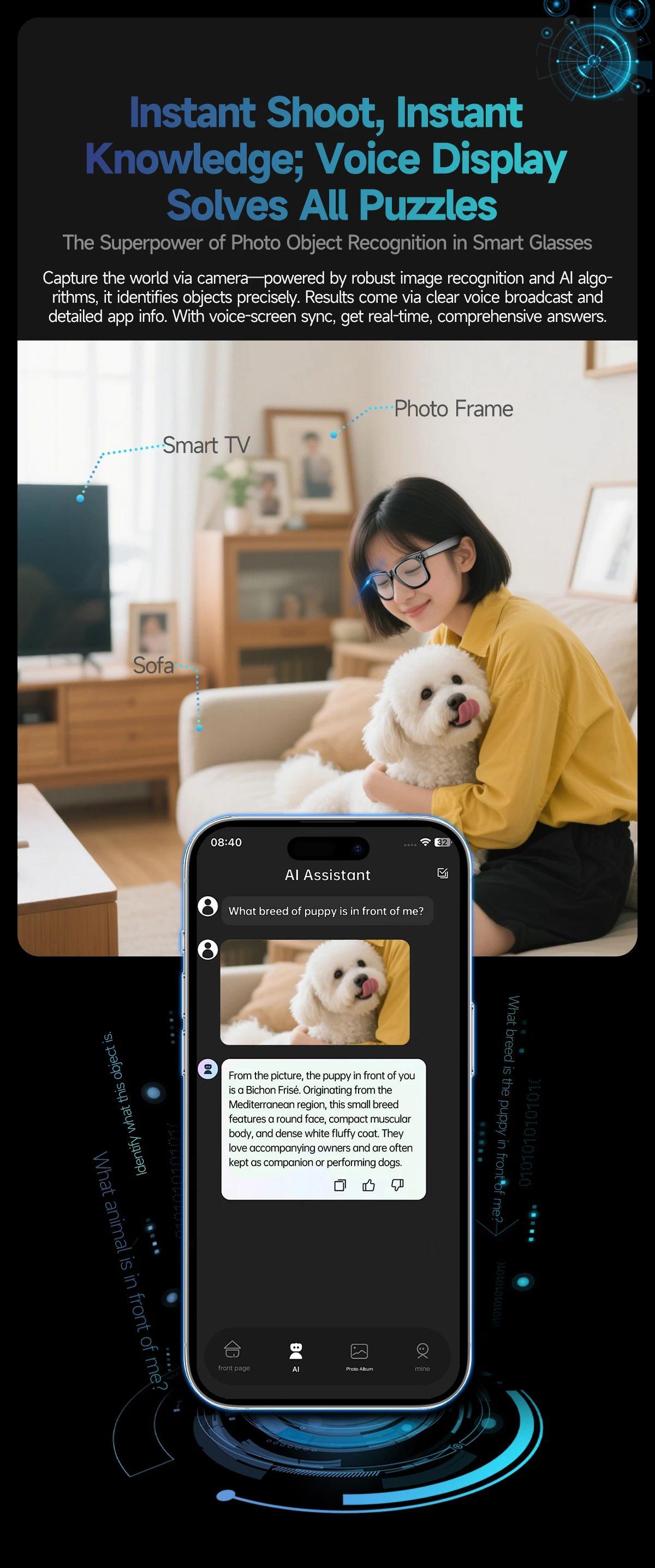 New Upgrade Smart Glasees With Camera Video Recording Languages Bluetooth Call Translation Voice Sunglasses - gallery