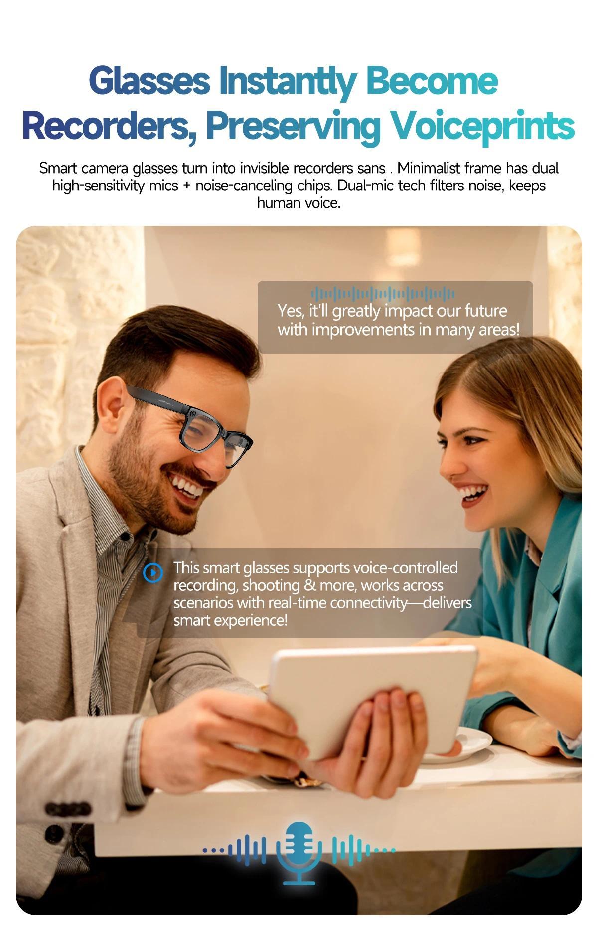 New Upgrade Smart Glasees With Camera Video Recording Languages Bluetooth Call Translation Voice Sunglasses - gallery