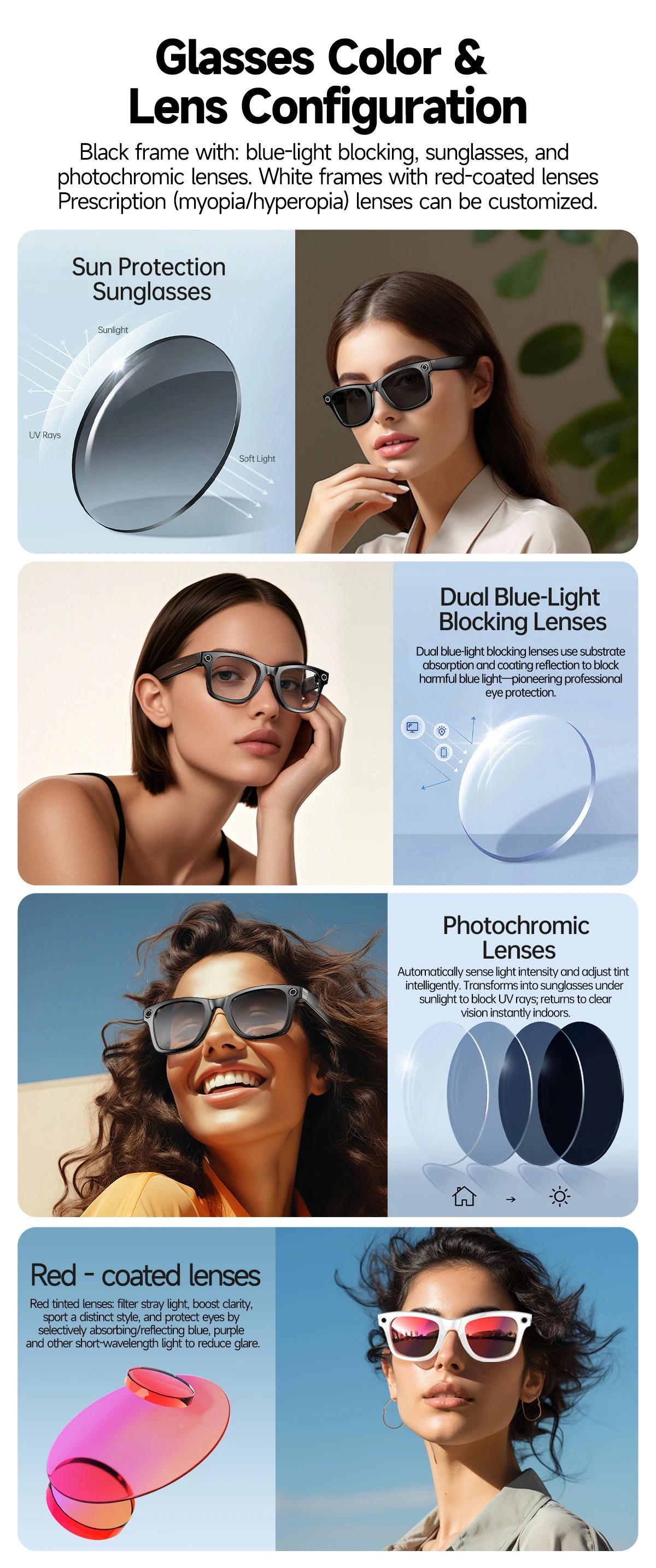 New Upgrade Smart Glasees With Camera Video Recording Languages Bluetooth Call Translation Voice Sunglasses - gallery