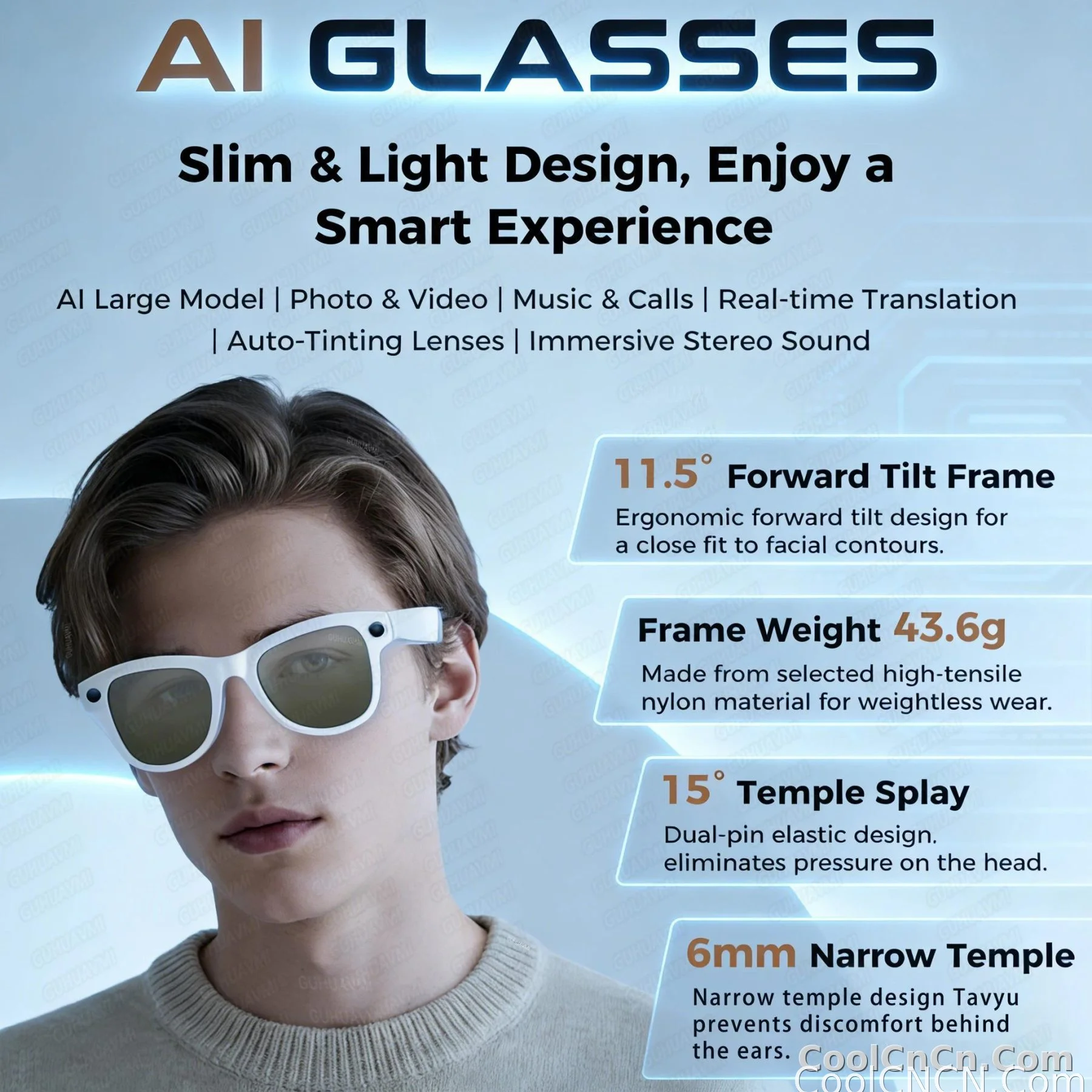 2026New Smart AI Glasses 4K 800W Camera ChatGPT Photos&Video 3600mAh Charging Case Power Bank 32GB Translation Music Sunglasses - detail