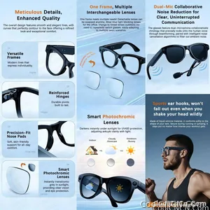 2026New Smart AI Glasses 4K 800W Camera ChatGPT Photos&Video 3600mAh Charging Case Power Bank 32GB Translation Music Sunglasses - view 7