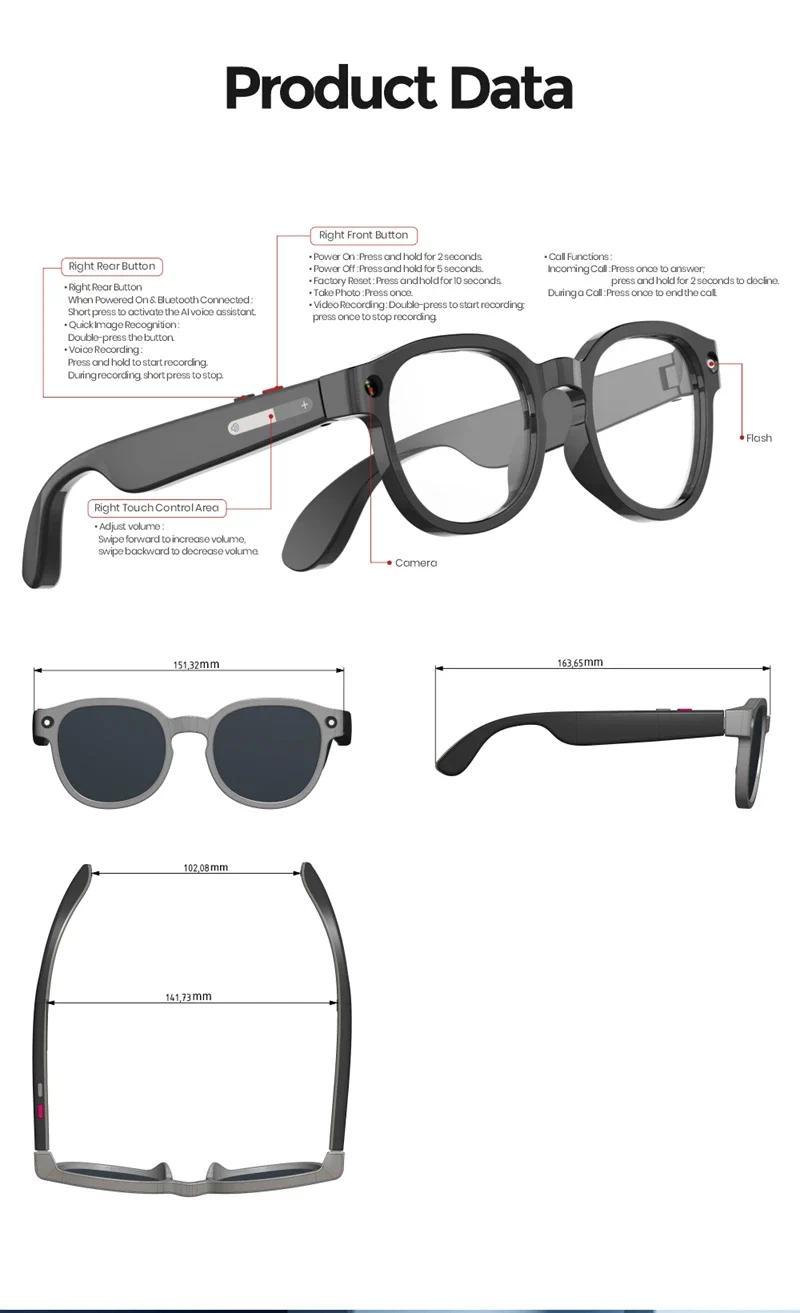 New 2026 Intelligent AI glasses shoot glasses take pictures and read pictures and record real-time translation of call music - gallery