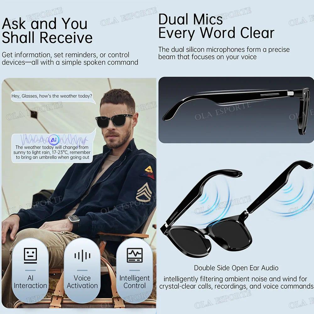 2026 New AI Smart Glasses Sunscreen Sunglasses Bluetooth Calling Music Player Camera Control UV Protection Glasses For Men Women - gallery