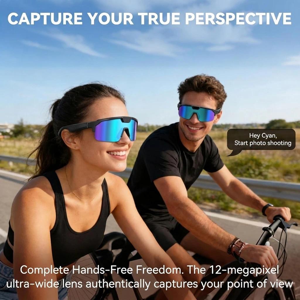 2026 New AI Smart Sports Glasses with 1200P Camera 4k Anti-Shake AI Voice Translator Bluetooth Call Dual Mic Audio Sunglasses - gallery