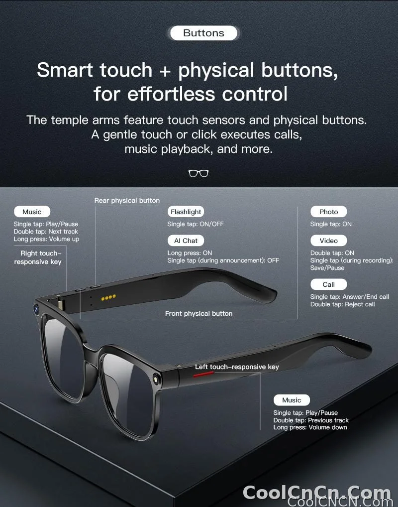 2026 New Smart AI Glasses 1080P HD Video Record Camera ChatGPT Bluetooth Call 32GB ROM Language Translation Music Sunglasses Men - detail