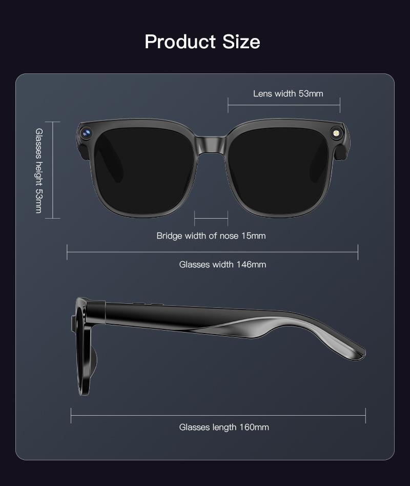 2026 New Smart AI Glasses 1080P HD Video Record Camera ChatGPT Bluetooth Call 32GB ROM Language Translation Music Sunglasses Men - gallery