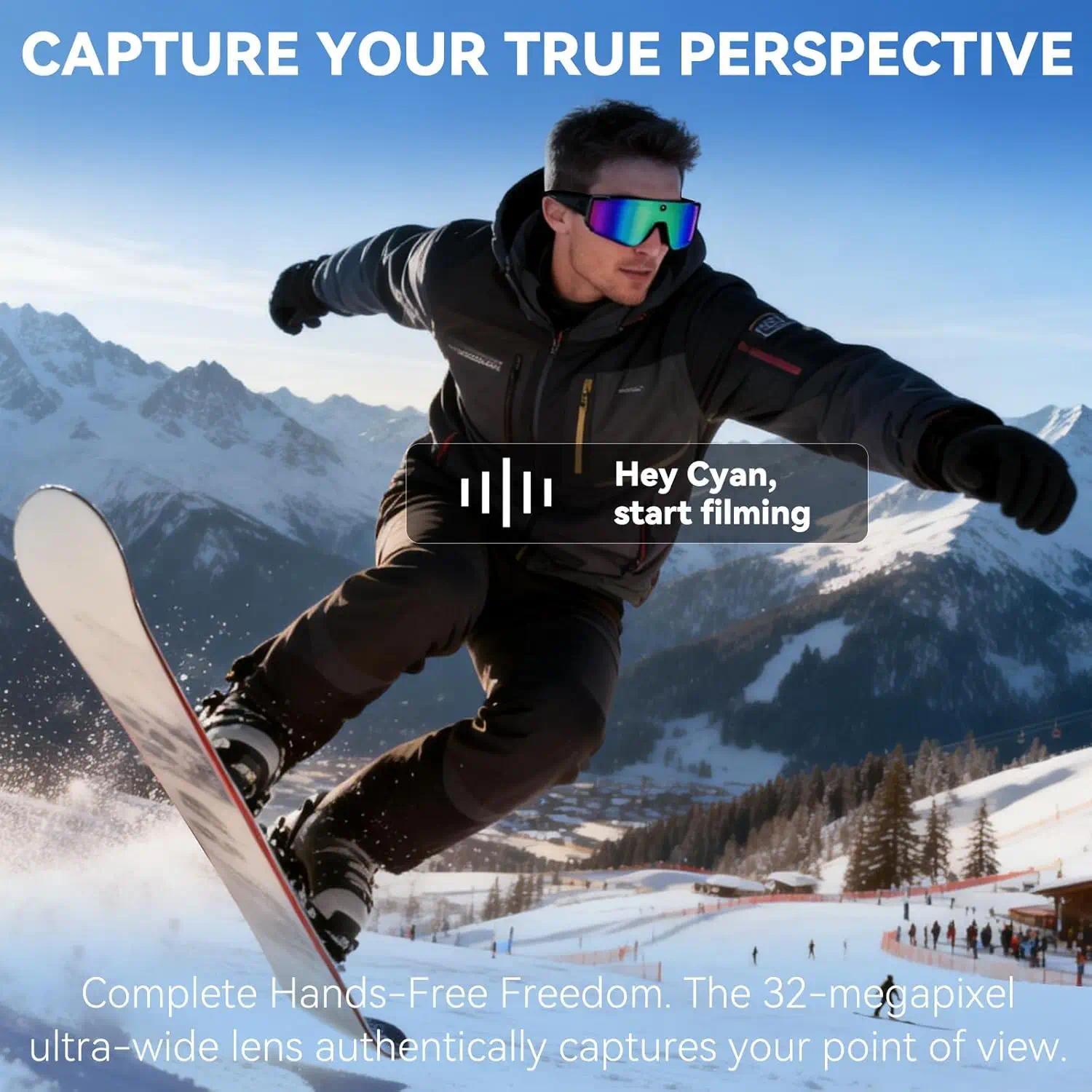 2026 New AI smart shooting&recording glasses with 800W camera, HD anti-shake bicycle riding shooting artifact, windproof goggles - gallery