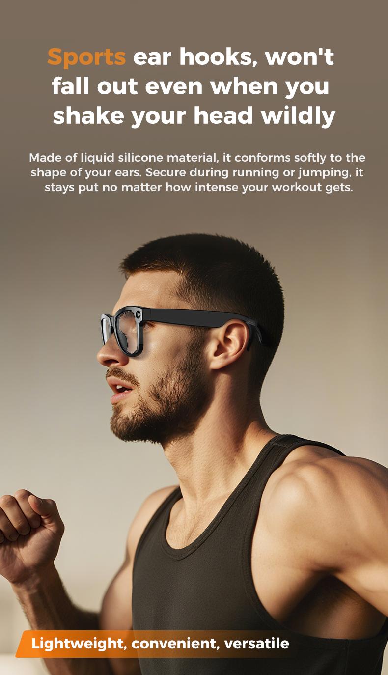 New 2026 AI Smart Glasses 1080P Camera Video Recorder Open Ear Bluetooth Audio Voice Control WiFi Sync Sports Glasses Men Use HD - gallery