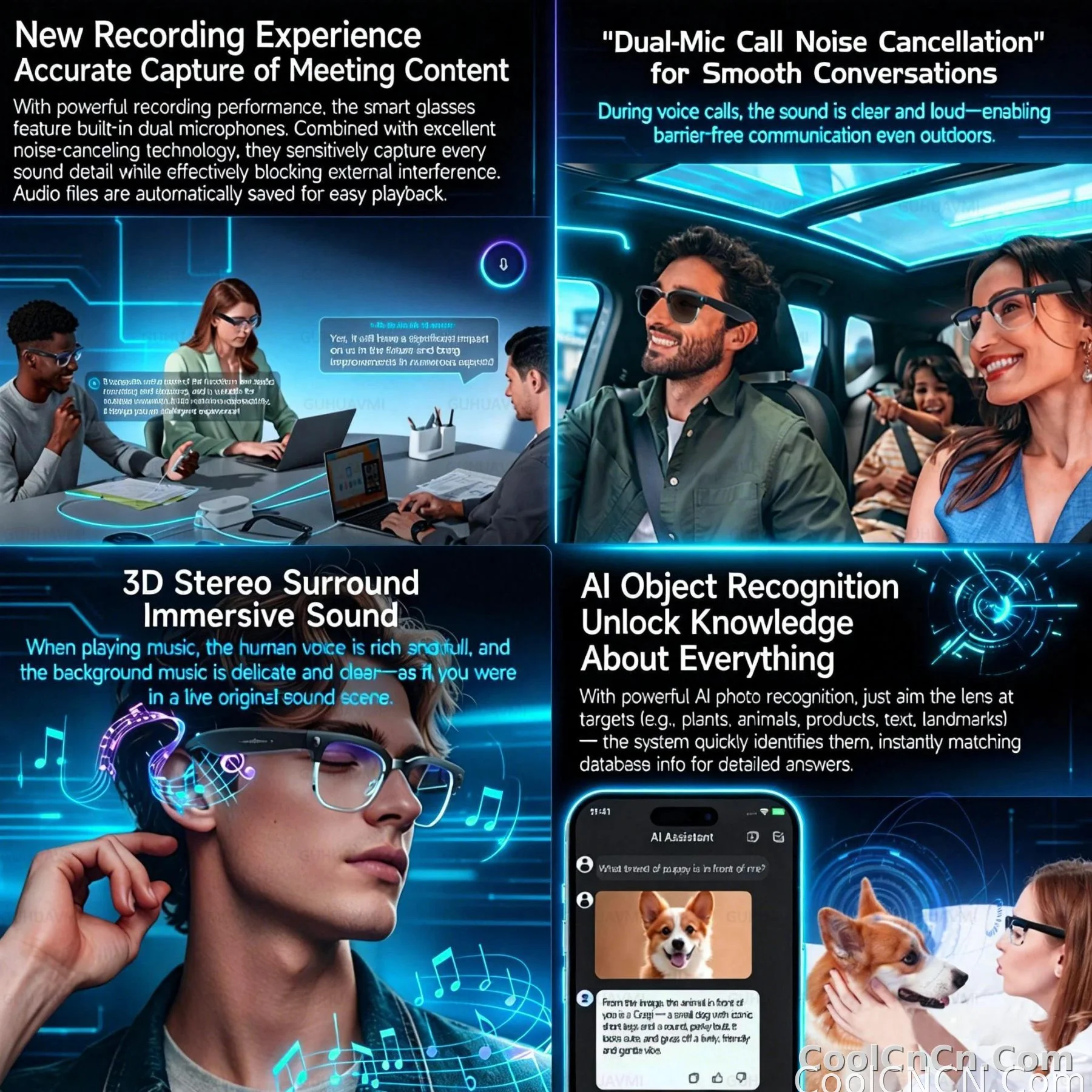 2026New 4K Ultra HD Color Change BT Call Smart Glasses AI Chat Music Player 800W Pixel Camera 1080P Video  AI Sports Glasses Men - detail