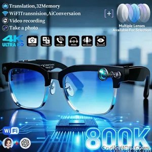 2026New 4K Ultra HD Color Change BT Call Smart Glasses AI Chat Music Player 800W Pixel Camera 1080P Video  AI Sports Glasses Men - view 1