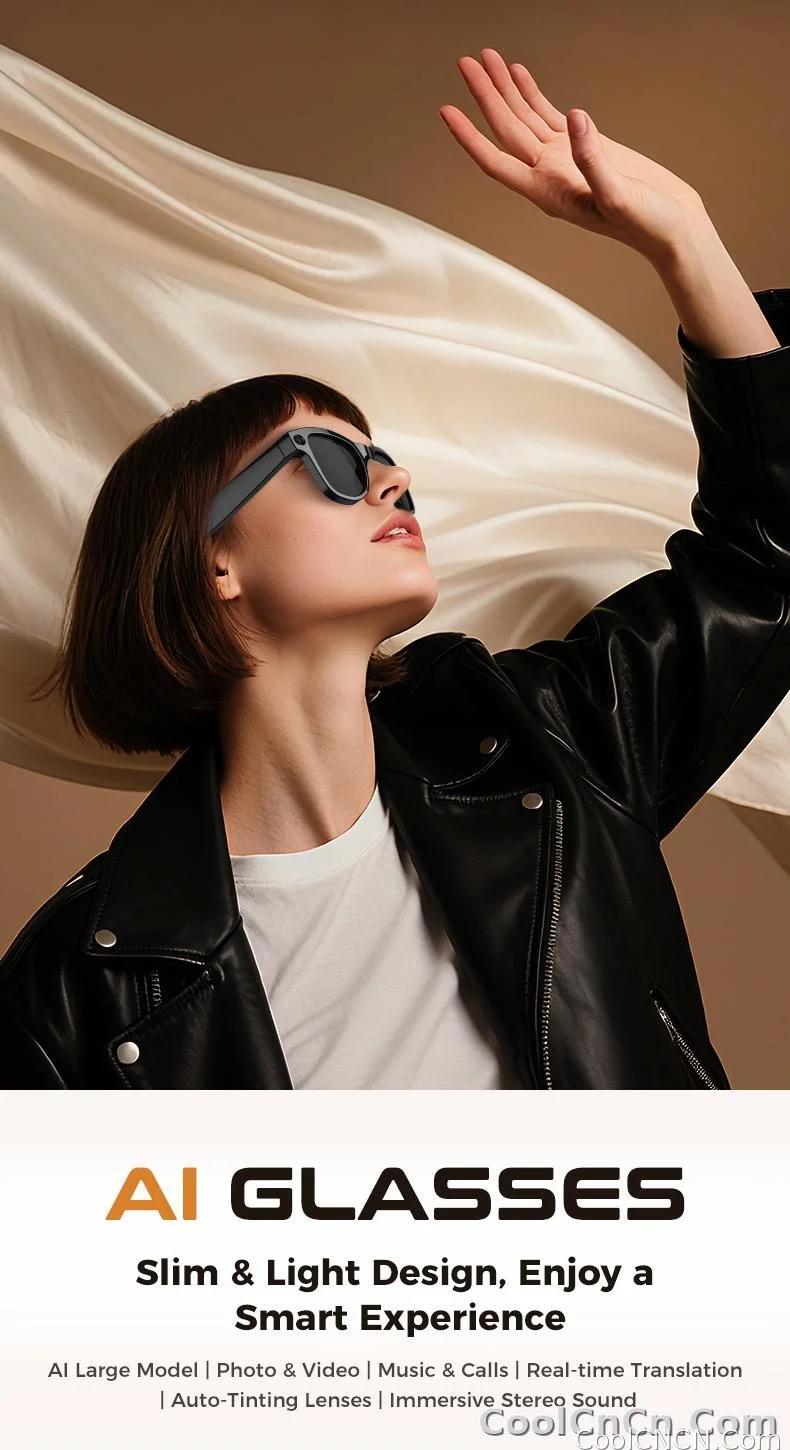 2026 AI Smart Glasses 1080P HD Camera Video Recorder Voice Translation Wireless Audio WiFi Sync Touch Eyewear for Travel Men Use - detail