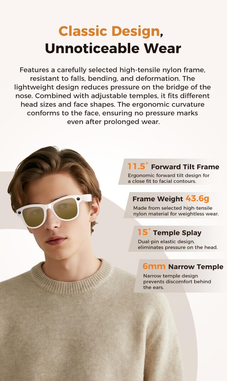 2026 AI Smart Glasses 1080P HD Camera Video Recorder Voice Translation Wireless Audio WiFi Sync Touch Eyewear for Travel Men Use - gallery