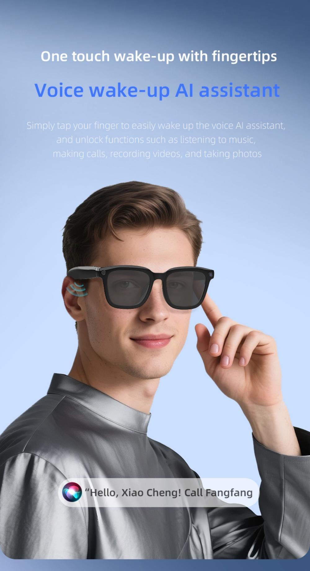V03 Smart Glasses Camera Control Bluetooth Call Music Control Open Listening Design Polarized Lenses Smart Sunglasses - gallery