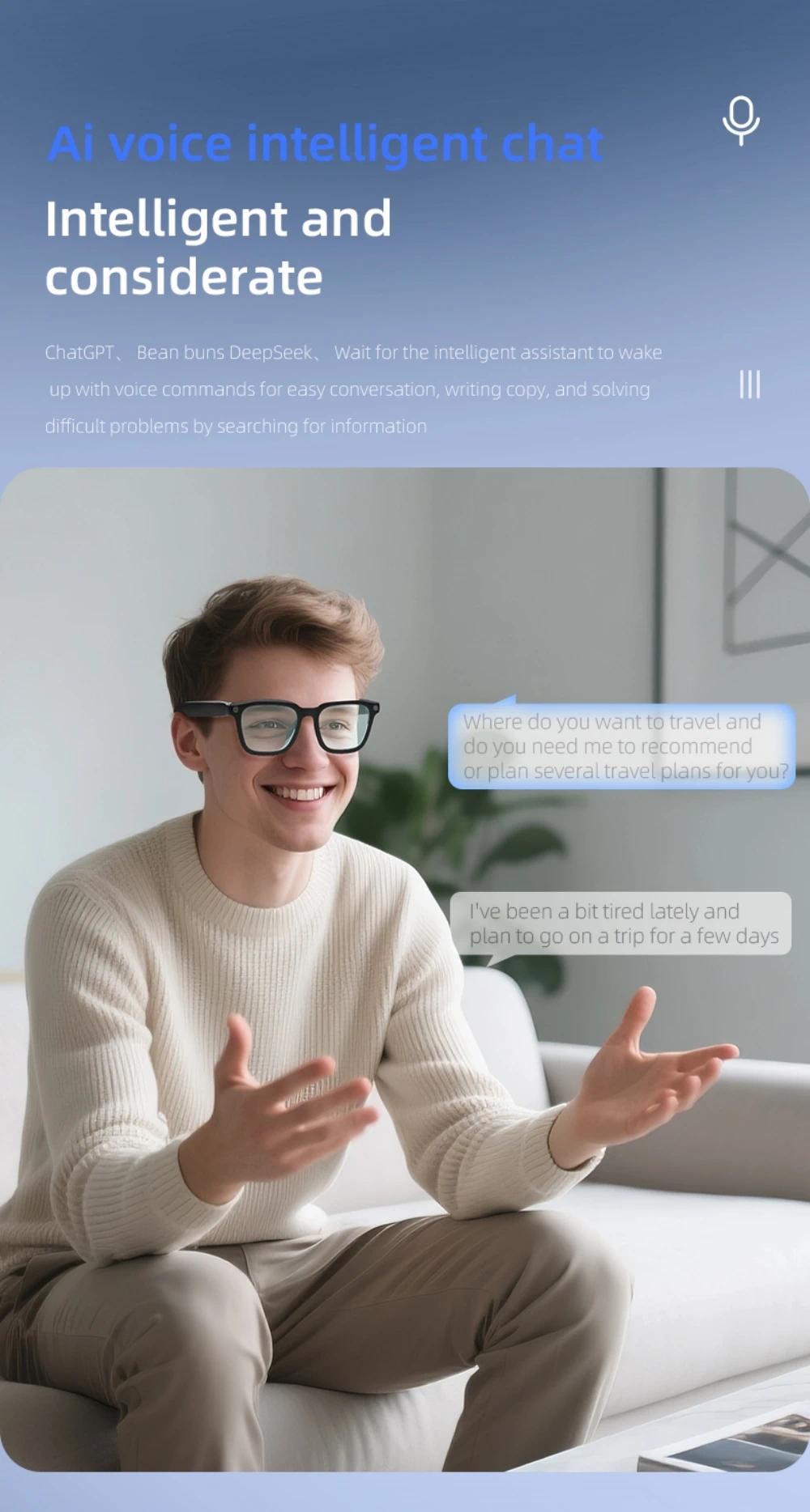 V03 Smart Glasses Camera Control Bluetooth Call Music Control Open Listening Design Polarized Lenses Smart Sunglasses - gallery