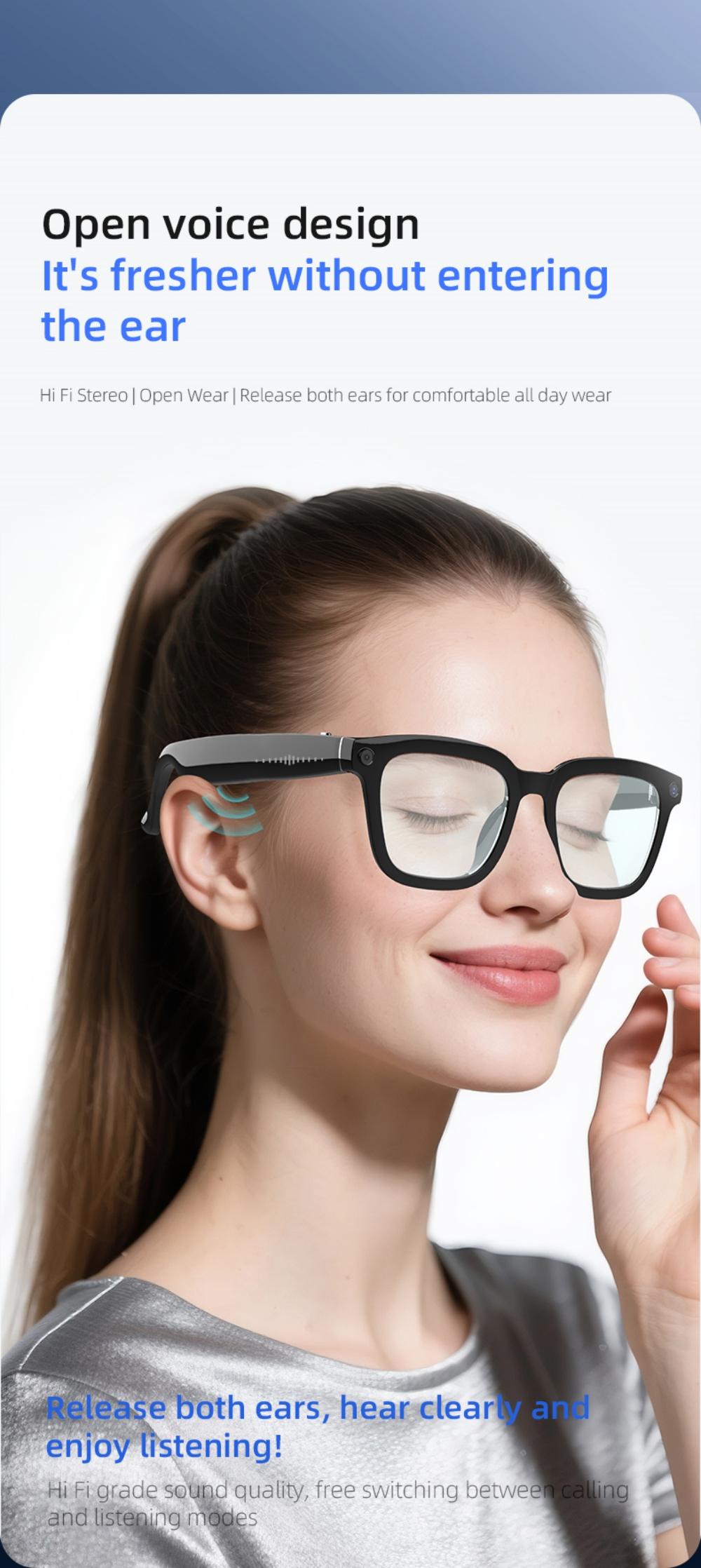 V03 Smart Glasses Camera Control Bluetooth Call Music Control Open Listening Design Polarized Lenses Smart Sunglasses - gallery