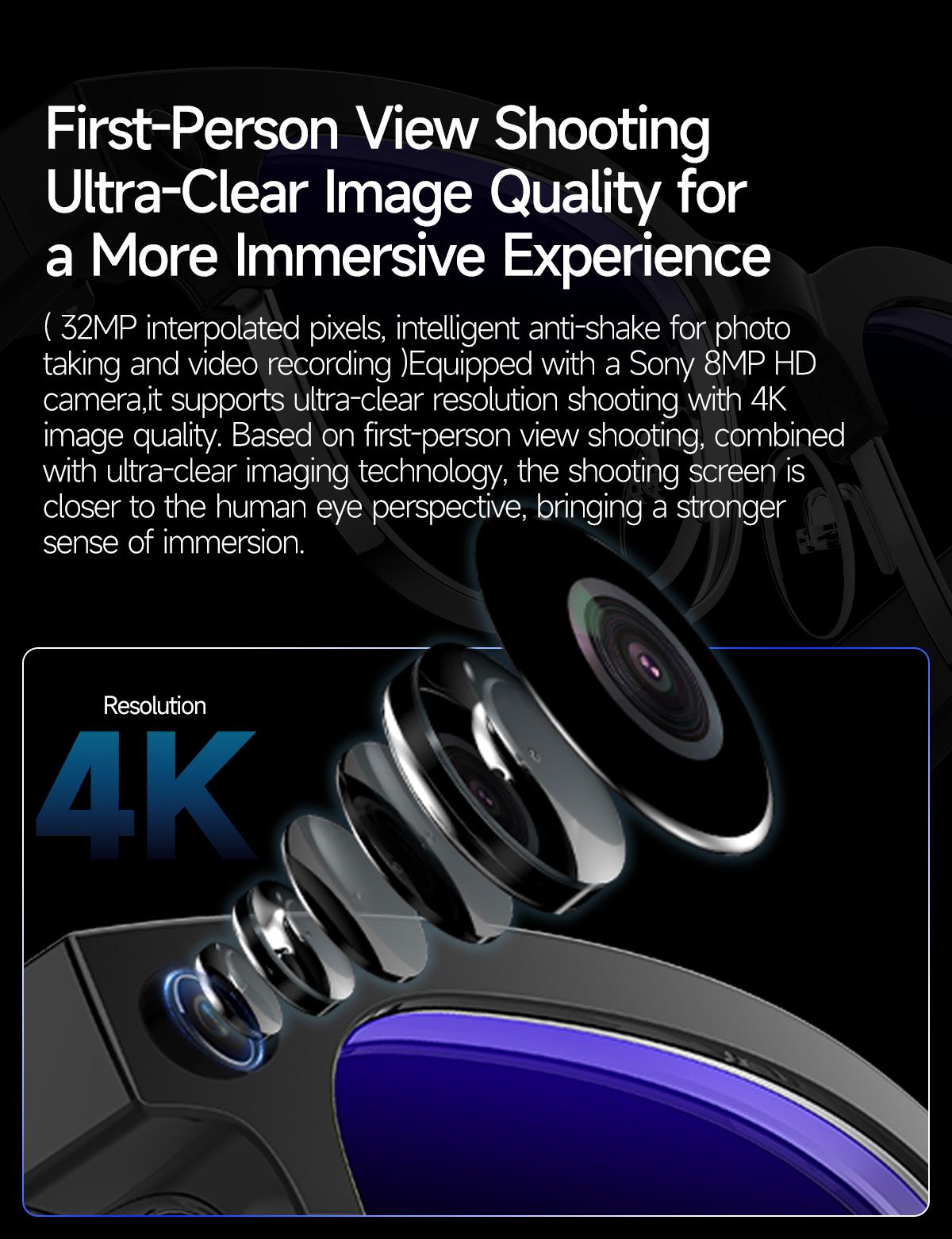 2026New AI Smart Glasses 800W Pixel Camera Various Language Translation Video Music BT Call Business 4K Color Change Glasses Men - gallery