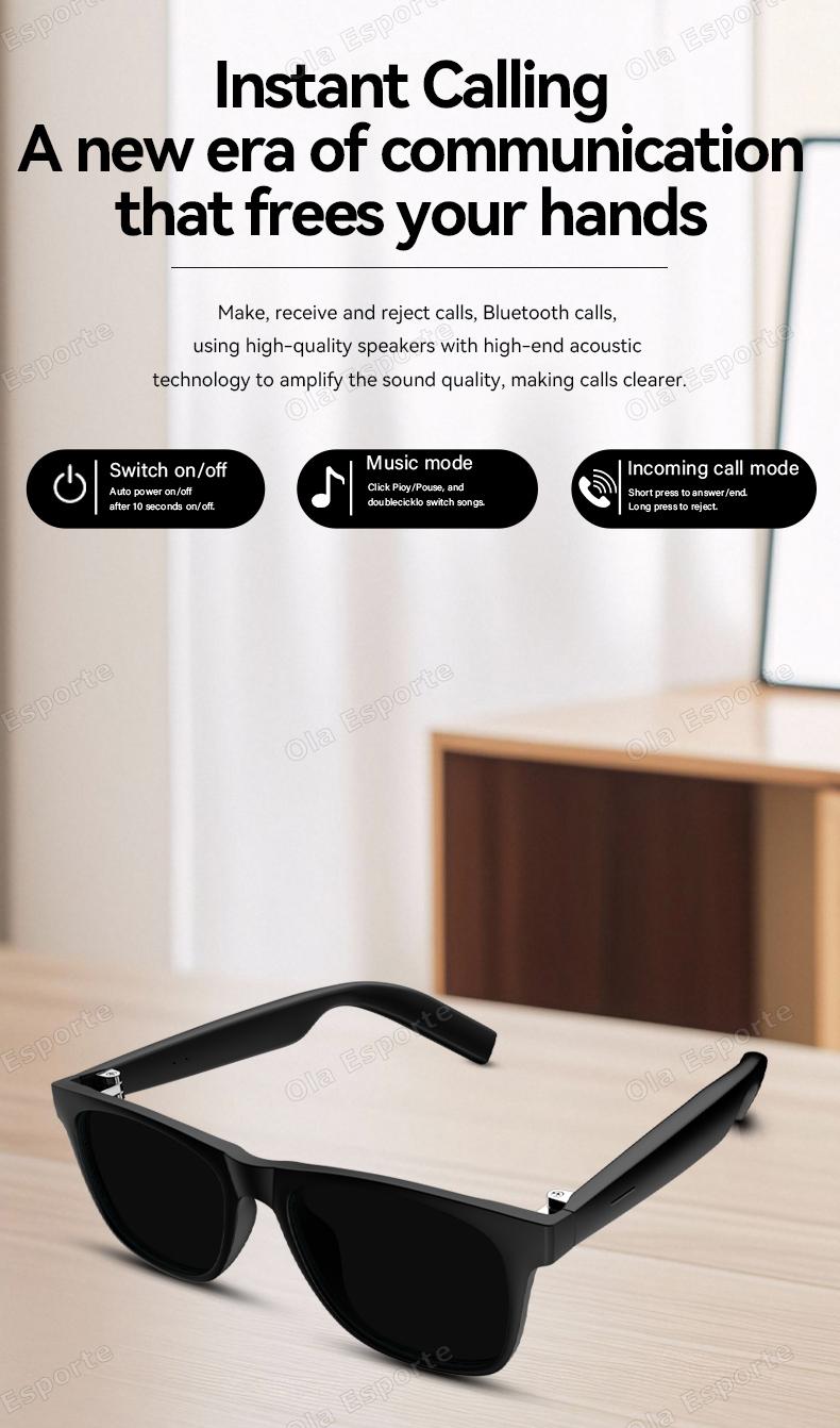 2026 Smart Glasses AI Voice Intelligent Bluetooth Call Music Playback Glasses Touch Headset UV Protection Sunglasses Man Women - gallery