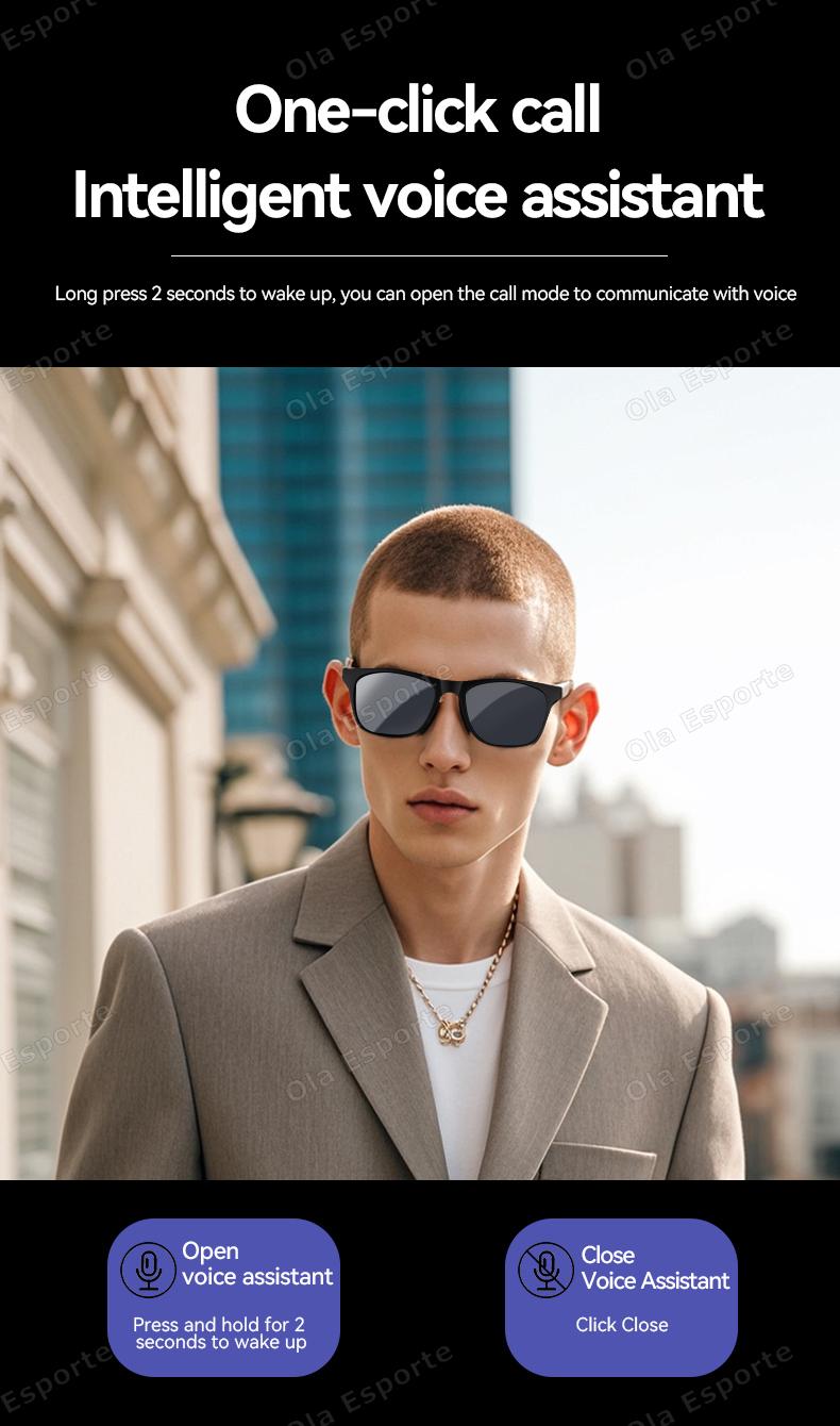 2026 Smart Glasses AI Voice Intelligent Bluetooth Call Music Playback Glasses Touch Headset UV Protection Sunglasses Man Women - gallery