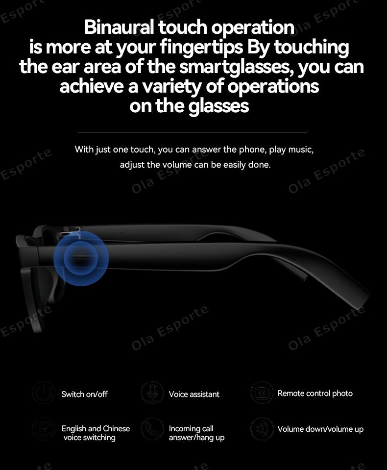 2026 Smart Glasses AI Voice Intelligent Bluetooth Call Music Playback Glasses Touch Headset UV Protection Sunglasses Man Women - gallery