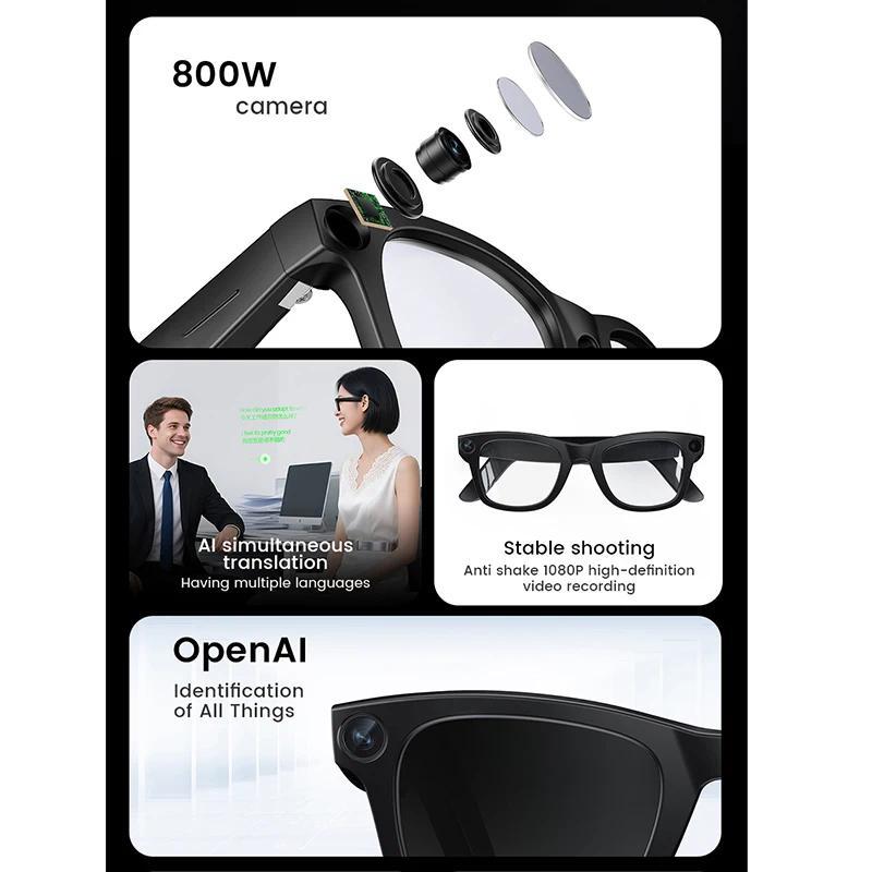 2026 New AI SmartGlasses 800W Camera Touch-sensitive AI Translation 320mah AI Photo Recognition 32 GB Storage Smart Sunglasses - gallery