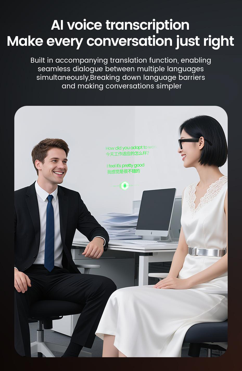 2026 New AI SmartGlasses 800W Camera Touch-sensitive AI Translation 320mah AI Photo Recognition 32 GB Storage Smart Sunglasses - gallery