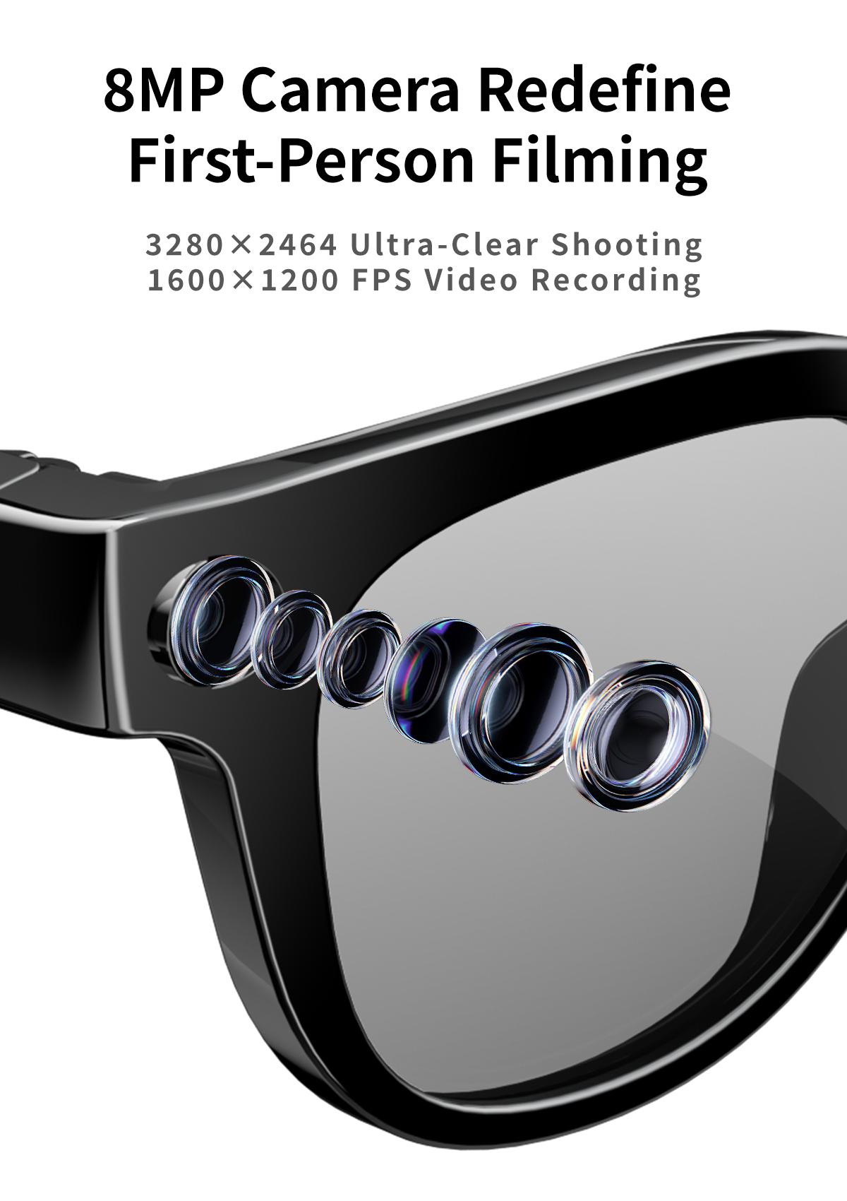 AI Smart Glasses 8MP HD Camera Video Recording AI Translation Voice Assistant TR90 Ultralight Bluetooth Call Music Smart Eyewear - gallery